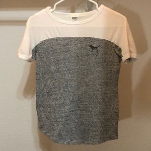 a PINK t-shirt with sequins on the back